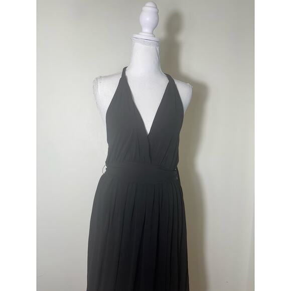 BCBG Black Backless Halter Midi Dress Sz M - Picture 1 of 3